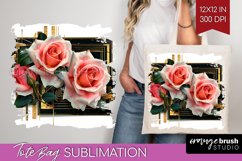 Vintage Flowers Tote Bag - Art Deco Tote Bag PNG Sublimation Product Image 1