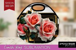 Vintage Flowers Lunch Bag - Art Deco Lunch Bug PNG Product Image 1