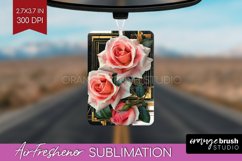 Vintage Flowers Air Freshener PNG - Art Deco PNG Sublimation Product Image 1
