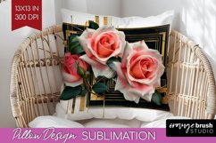 Vintage Flowers Pillow Sublimation - Art Deco Pillow Cover Product Image 1