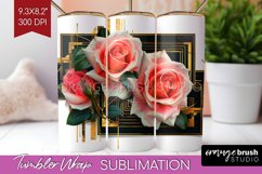 Vintage Flowers Tumbler Wrap - Art Deco Tumbler PNG Product Image 1