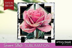 Vintage Flowers Slate PNG - Art Deco Square Slate Product Image 1