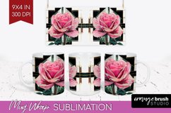 Vintage Flowers Mug Wrap - Art Deco Mug PNG Sublimation Product Image 1