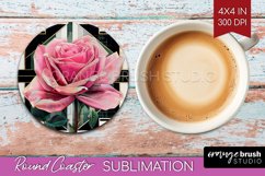 Vintage Flowers Round Coaster - Art Deco Coaster PNG Product Image 1