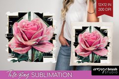 Vintage Flowers Tote Bag - Art Deco Tote Bag PNG Sublimation Product Image 1