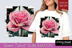 Vintage Flowers Square Tshirt Background - Art Deco PNG Product Image 1