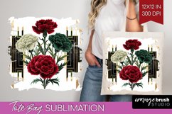 Vintage Flowers Tote Bag - Art Deco Tote Bag PNG Sublimation Product Image 1