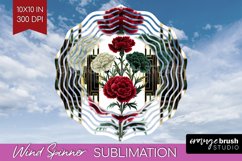 Vintage Flowers Wind Spinner Sublimation PNG - Art Deco Product Image 1