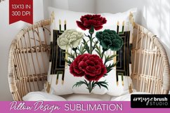 Vintage Flowers Pillow Sublimation - Art Deco Pillow Cover Product Image 1