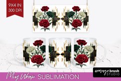 Vintage Flowers Mug Wrap - Art Deco Mug PNG Sublimation Product Image 1