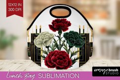 Vintage Flowers Lunch Bag - Art Deco Lunch Bug PNG Product Image 1