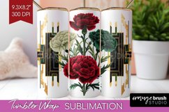 Vintage Flowers Tumbler Wrap - Art Deco Tumbler PNG Product Image 1