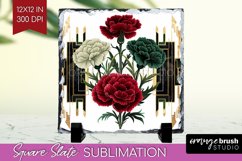 Vintage Flowers Slate PNG - Art Deco Square Slate Product Image 1