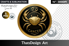 Cancer Zodiac sign Clipart PNG, Art deco Astrology horoscope Product Image 1