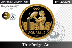 Aquarius Zodiac sign Clipart PNG, Art deco Astrology sign Product Image 1