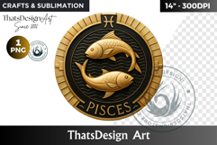 Pisces Zodiac sign Clipart PNG, Art deco Astrology horoscope Product Image 1