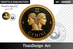 Gemini Zodiac sign Clipart PNG, Art deco Astrology horoscope Product Image 1