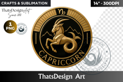Capricorn Zodiac sign Clipart PNG, Art deco Astrology horosc Product Image 1