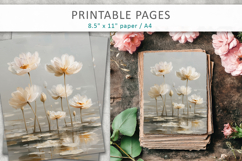 paint texture floral junk journal pages, grunge floral paper Product Image 3