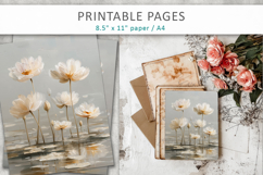 paint texture floral junk journal pages, grunge floral paper Product Image 7