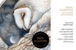 Barn Owl in Moon Circle Illustration Product Image 4