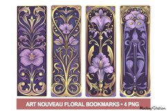 Art Deco Bookmark PNG Printable | Vintage Floral Design Product Image 1