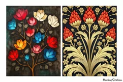 Vintage Art Nouveau Flowers Junk Journal Pages | Backgrounds Product Image 3