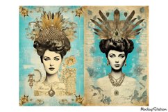 Art Nouveau Women Portraits Junk Journal Printable Half Page Product Image 2