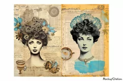 Art Nouveau Women Portraits Junk Journal Printable Half Page Product Image 3