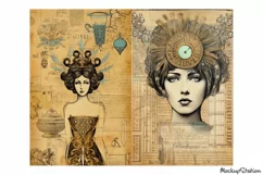 Art Nouveau Women Portraits Junk Journal Printable Half Page Product Image 4