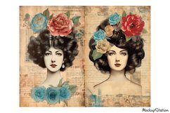 Art Nouveau Women Portraits Junk Journal Printable Half Page Product Image 5
