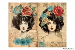 Art Nouveau Women Portraits Junk Journal Printable Half Page Product Image 5