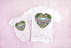 Art Nouveau Lotus Heart Wreath Flower Graphic Clipart PNG Product Image 3