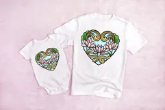 Art Nouveau Lotus Heart Wreath Flower Graphic Clipart PNG Product Image 3