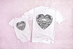 Art Nouveau Lotus Heart Wreath Flower Graphic Outline PNG Product Image 3
