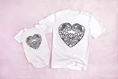 Art Nouveau Lotus Heart Wreath Flower Graphic Outline PNG Product Image 3