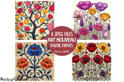 Art Nouveau Scrapbook Junk Journal Printable Pages | Florals Product Image 1
