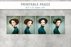 artistic portrait junk journal pages, surreal woman Product Image 2