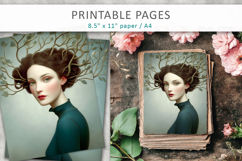 artistic portrait junk journal pages, surreal woman Product Image 3