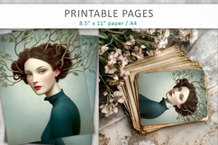 artistic portrait junk journal pages, surreal woman Product Image 1