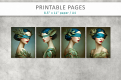 vintage female art illustrations, printable portraits Product Image 2