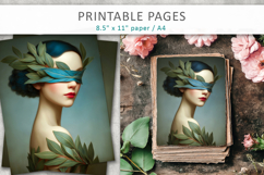 vintage female art illustrations, printable portraits Product Image 3