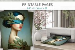 vintage female art illustrations, printable portraits Product Image 4