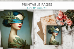 vintage female art illustrations, printable portraits Product Image 5