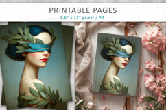 vintage female art illustrations, printable portraits Product Image 7