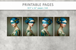 vintage female art illustrations, portrait print Product Image 2