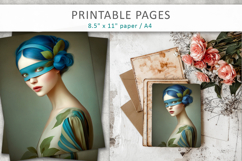 vintage female art illustrations, portrait print Product Image 6