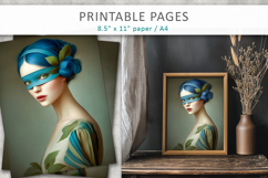 vintage female art illustrations, portrait print Product Image 7