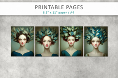 vintage female art illustrations, scrapbook art Product Image 2