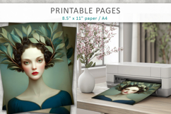 vintage female art illustrations, scrapbook art Product Image 4